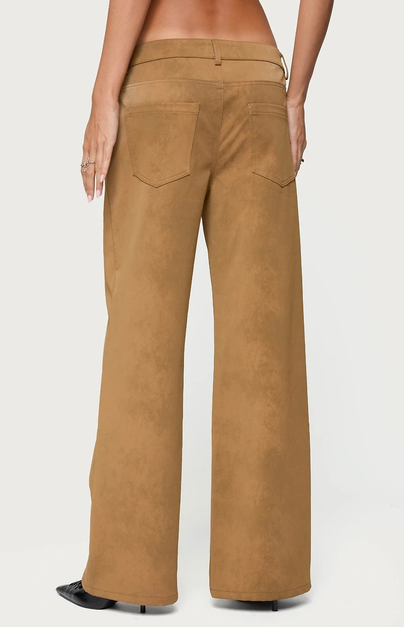 Edikted Stacey Low Rise Faux Suede Pants