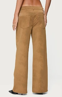 Edikted Stacey Low Rise Faux Suede Pants