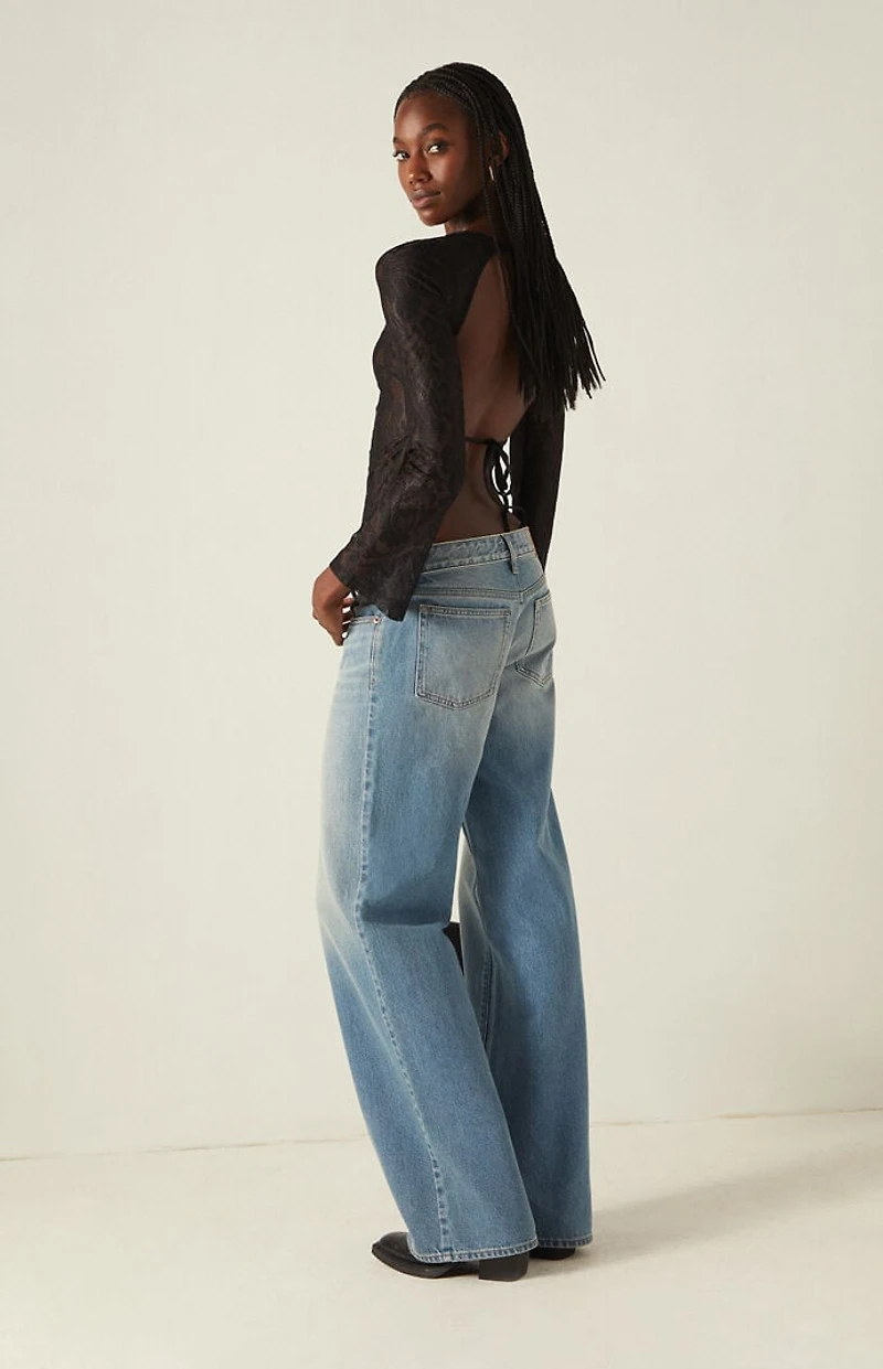 Your Favorite Bethany Open Back Lace Long Sleeve Top