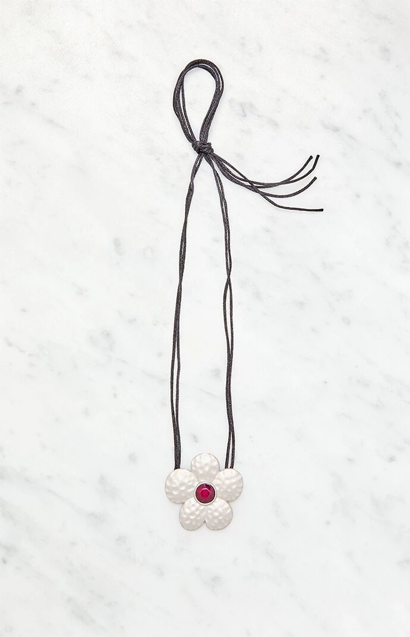 LA Hearts Flower Ribbon Choker Necklace