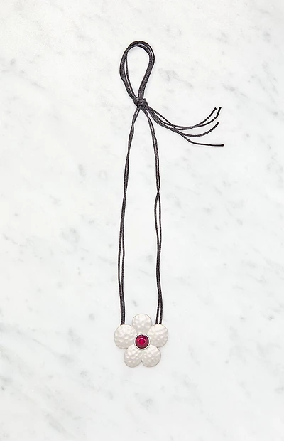 LA Hearts Flower Ribbon Choker Necklace