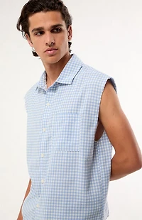Pacsun Blue Plaid Benny Cutoff Shirt