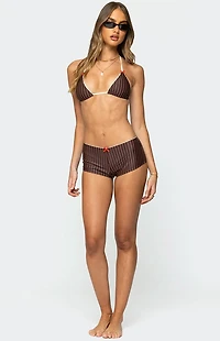 Edikted Pinstripe Triangle Bikini Top