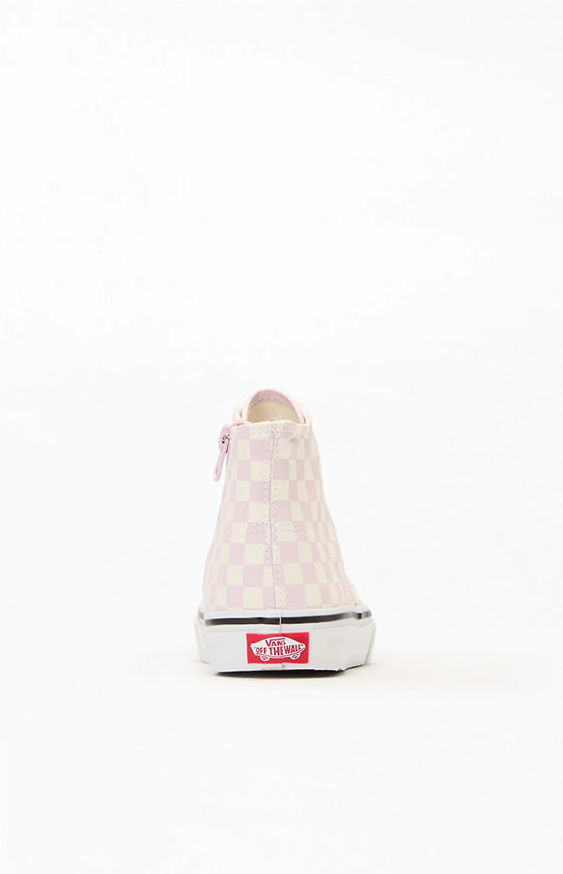 Vans Kids Pink Checkerboard Authentic Hi Zip Shoes
