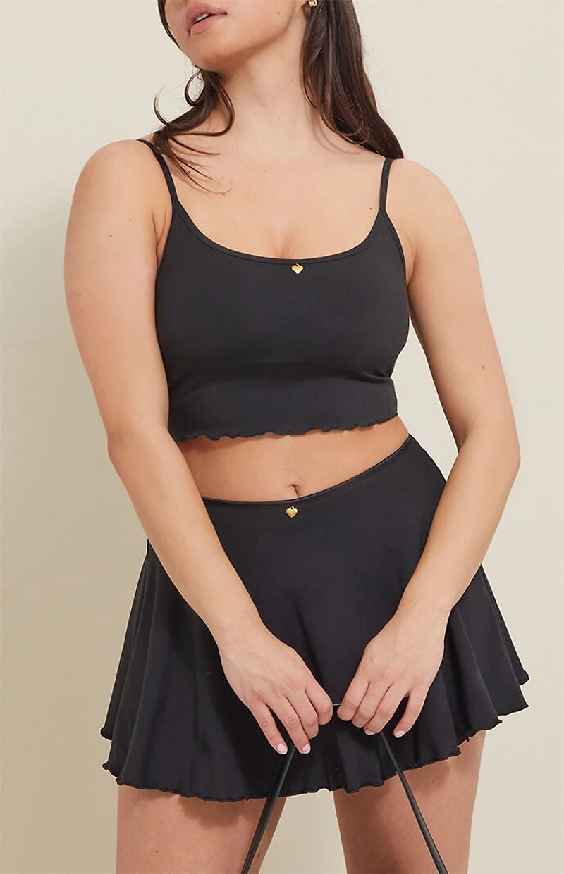 PAC 1980 Active Black Charmed Cropped Tank Top