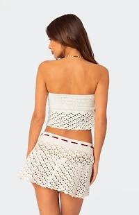 Edikted Jaslene Strapless Crochet Tube Top