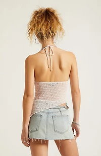 Third Charm Netted Asymmetrical Halter Top