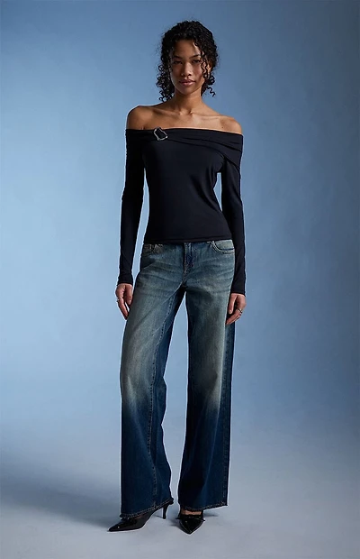 Third Charm Lannie Hardware Embellished Long Sleeve Top