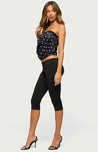 Edikted Jaclyn Polka Dot Mesh Strapless Top