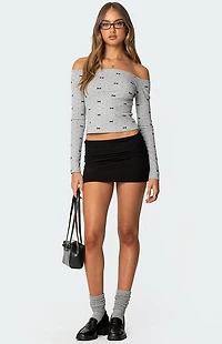 Edikted Ryna Bows and Dots Off Shoulder Top