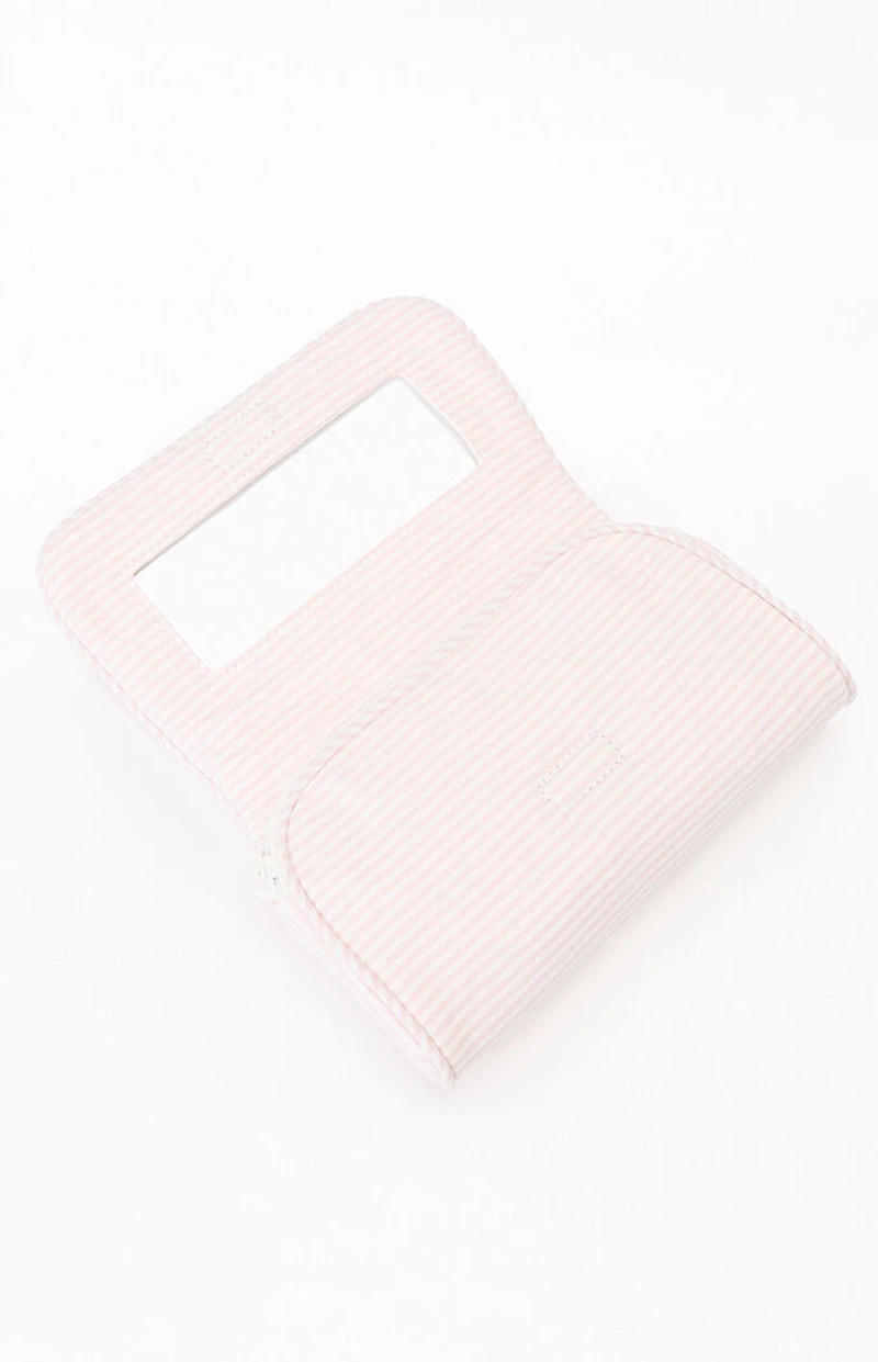 John Galt Pink & White Striped Makeup Bag