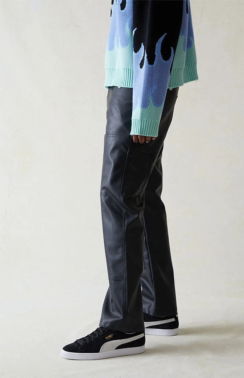 Pacsun Straight Carpenter Faux Leather Pants