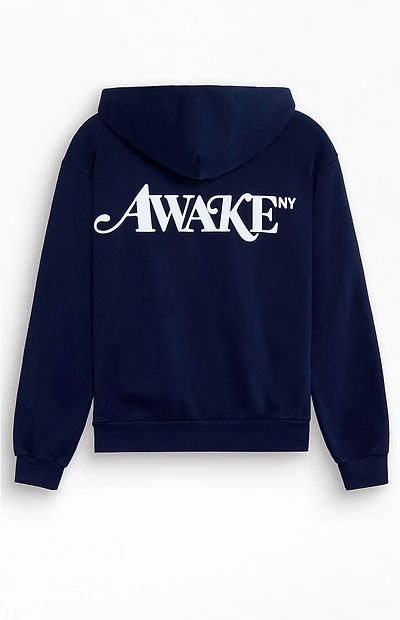 Awake NY Navy Logo Full Zip Hoodie