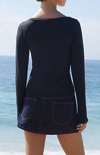 John Galt Black Amara Long Sleeve Top