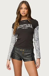 Edikted Layered Camo Long Sleeve T-Shirt