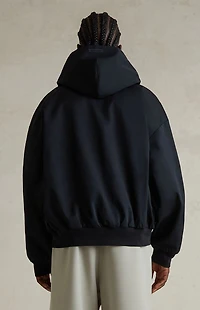 Fear of God ESSENTIALS Jet Black Poly Cotton Twill Zip Up Hoodie