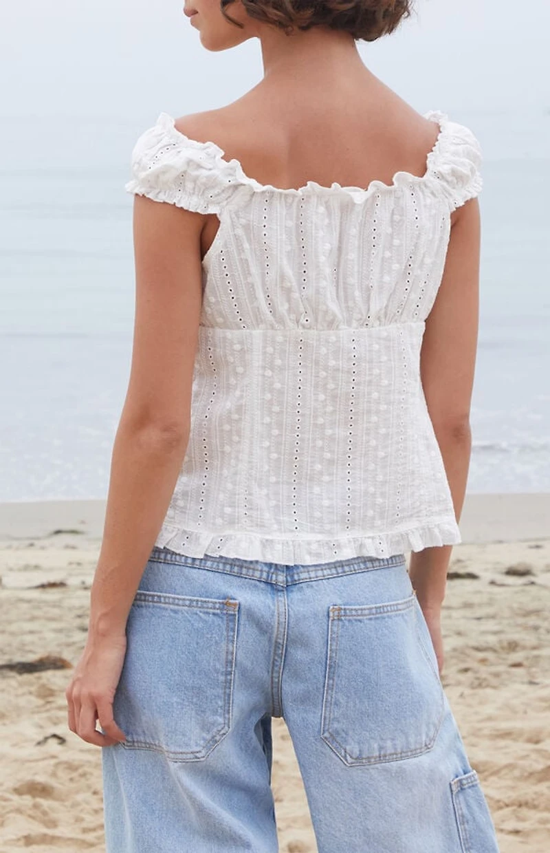 John Galt White Eyelet Elena Top