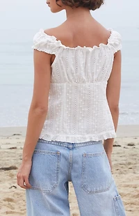John Galt White Eyelet Elena Top