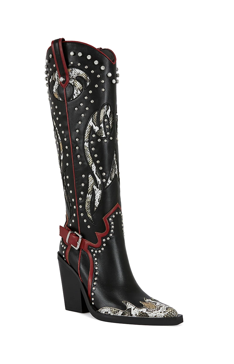 AZALEA WANG Women's Hyperion Black Cat Western Boots