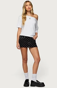 Edikted Freada Polka Dot Denim Mini Skort