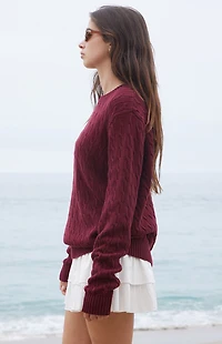 John Galt Burgundy Cable Knit Sweater