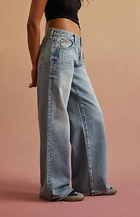 RARE DNM EDIT Light Blue Heart Chain Low Rise Baggy Jeans