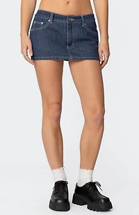 Edikted Neria Pinstripe Denim Micro Skort