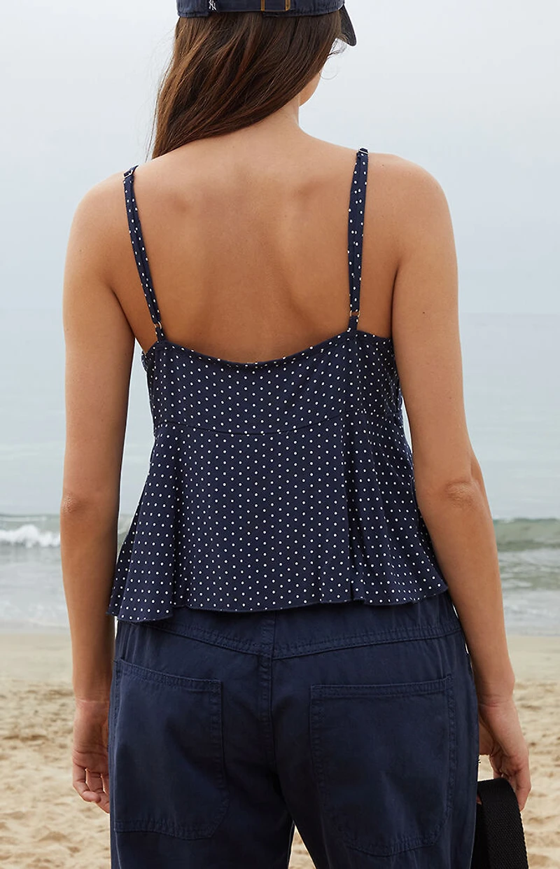 John Galt Blue Tiffany Polka Dot Tank Top