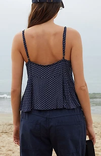 John Galt Blue Tiffany Polka Dot Tank Top