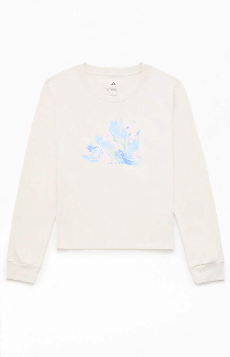adidas Kids Oatmeal Floral Logo Long Sleeve T-Shirt