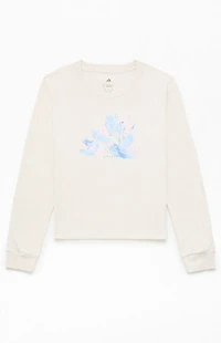 adidas Kids Oatmeal Floral Logo Long Sleeve T-Shirt