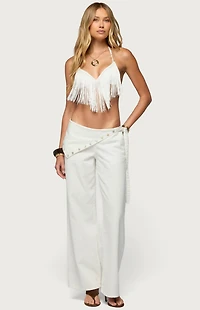 Edikted Button Foldover Low Rise Baggy Jeans