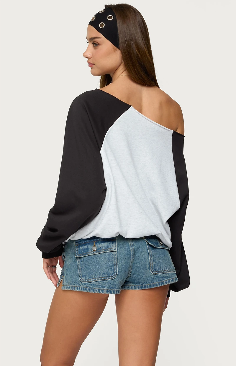 Edikted San Diego Off Shoulder Raglan Sweatshirt