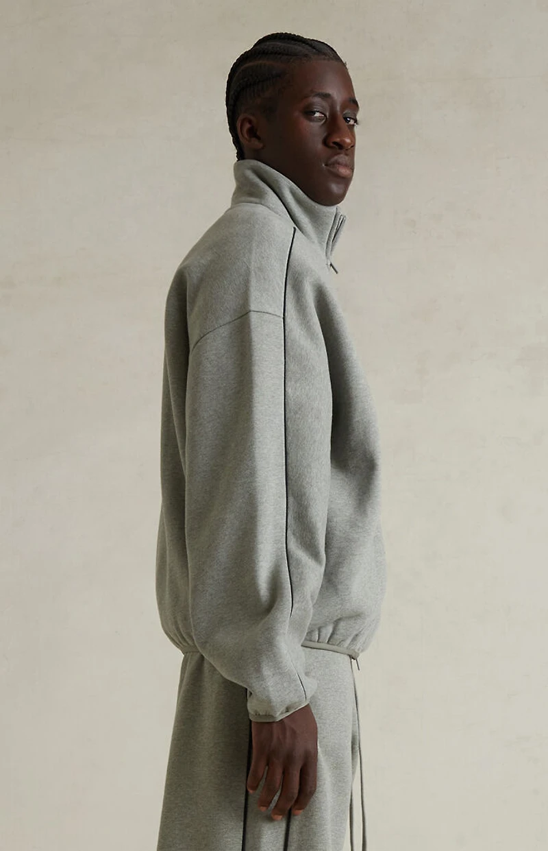 Fear of God ESSENTIALS Concrete Heather & Black Modern Fleece Track Jacket