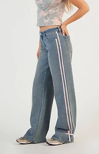 Pacsun Casey Low Rise Baggy Jeans Side Stripe Bows