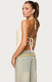 Edikted Reid Backless Sequin Cowl Neck Top