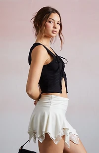 Third Charm Lace Asymmetrical Mini Skort