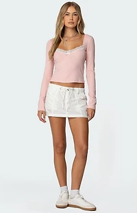 Edikted Morgyn Lace Trim Ribbed Top