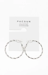 Pacsun Silver Stainless Steel Twisted Hoop Earrings