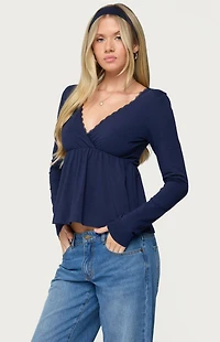 Edikted Kenzie Long Sleeve Babydoll Top
