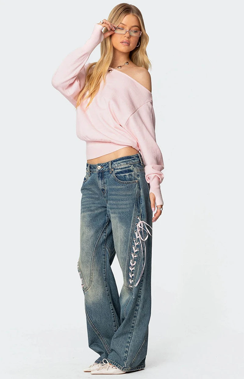 Edikted Off Shoulder Oversized Sweater