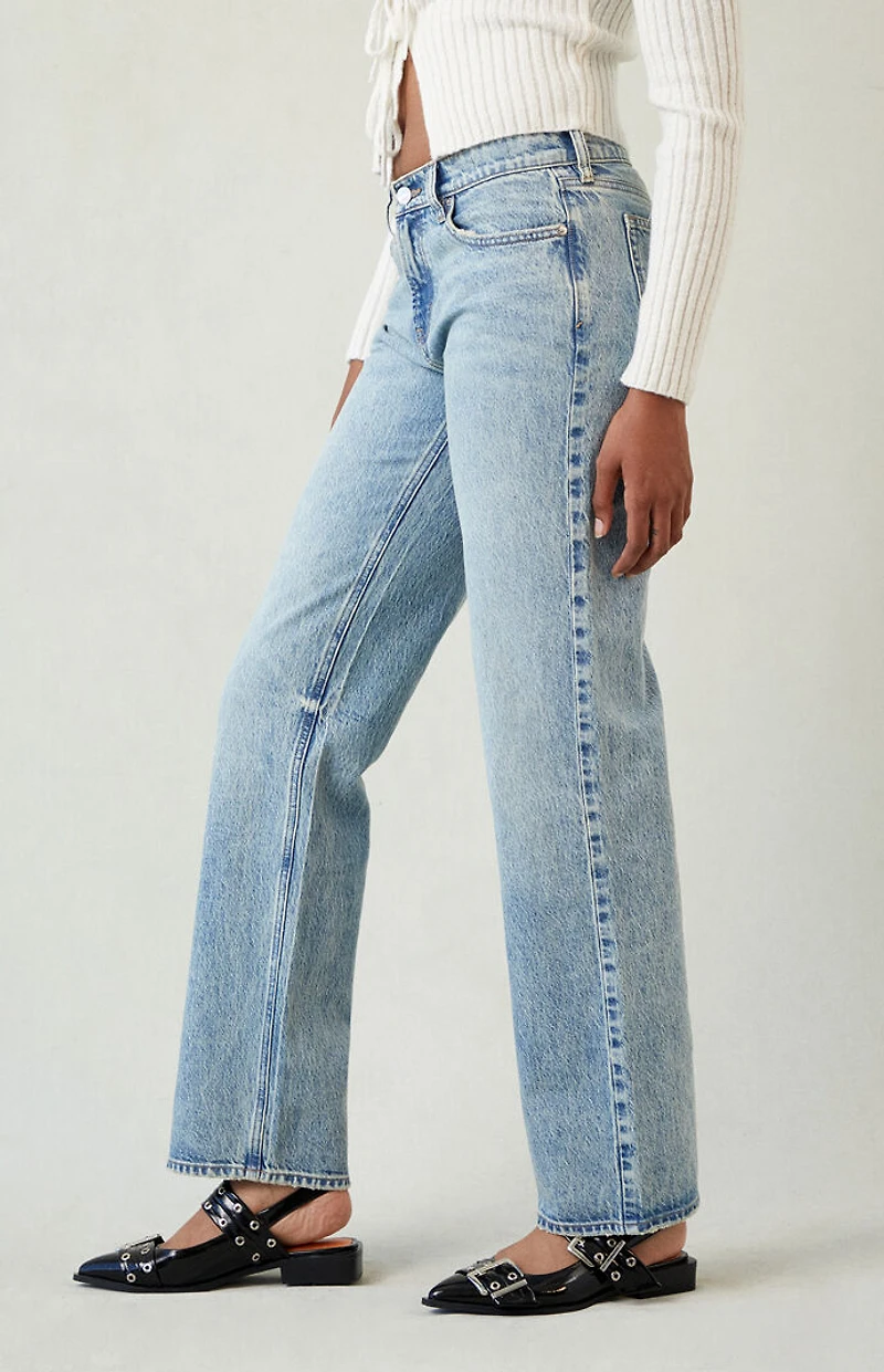Pacsun Jordyn Low Rise Straight Leg Jeans Stretch Acid Light Blue