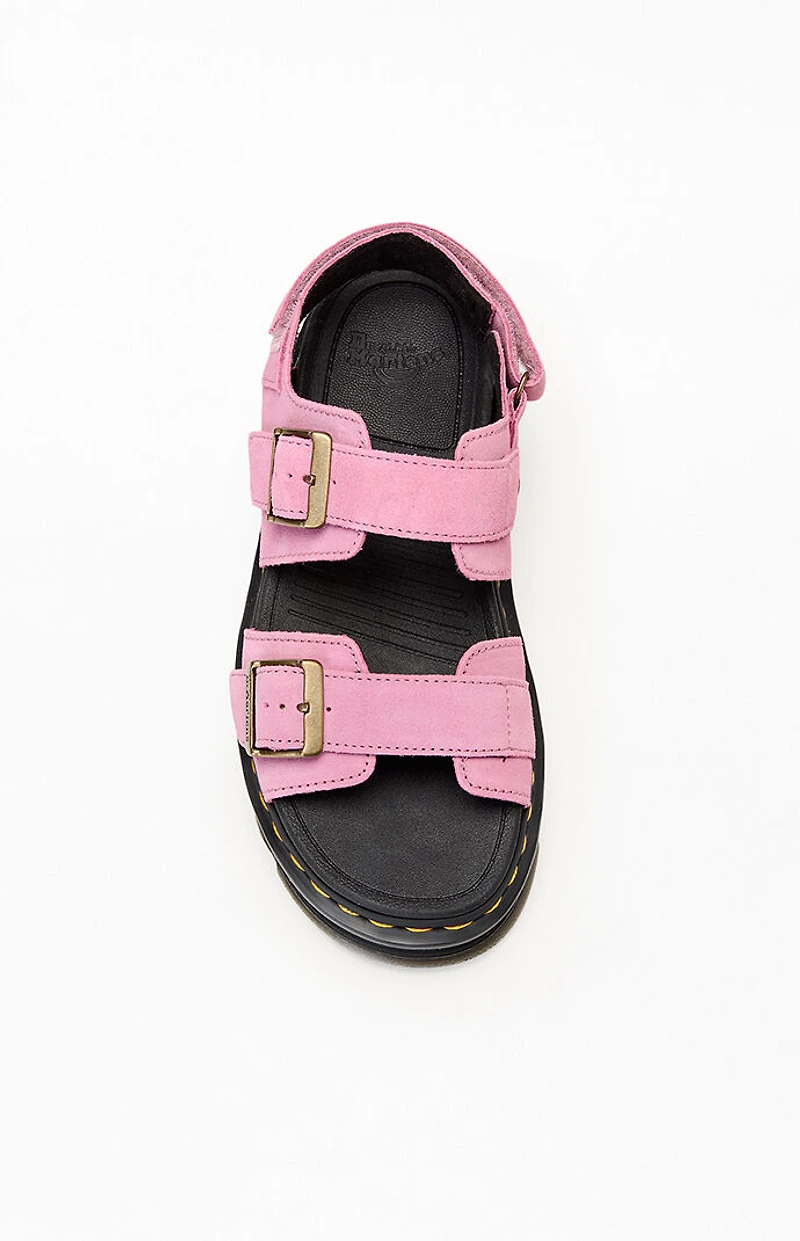 Dr Martens Women's Pink Zebzag Suede Platform Sandals