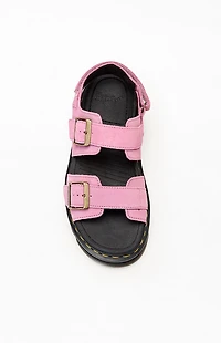 Dr Martens Women's Pink Zebzag Suede Platform Sandals