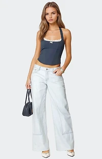 Edikted Peekaboo Lace Halter Bustier Top