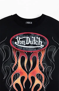 Von Dutch Logo Flame Cropped T-Shirt