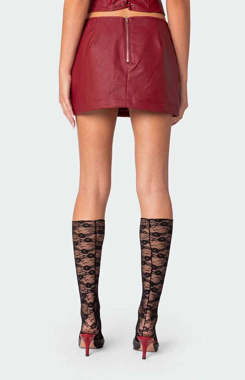 Edikted Aster Faux Leather Mini Skirt