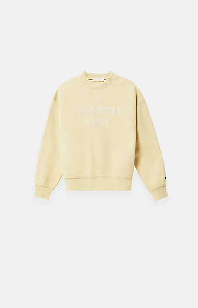 Fear of God ESSENTIALS Kids Garden Yellow '90s Fit Fleece Crew Neck Sweatshirt