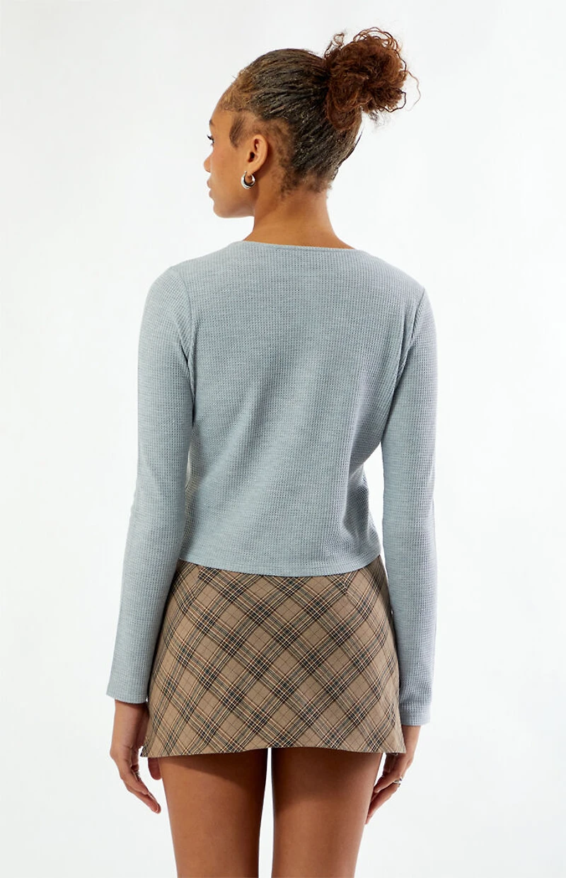 Your Favorite Rowan Waffle Knit Button Front Long Sleeve Top