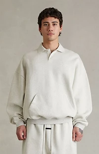 Fear of God ESSENTIALS Oatmeal Heather Signature '90s Polo Sweatshirt